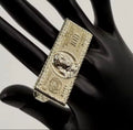 100 Dollar Bill 2 Finger Ring 14k Gold Plated