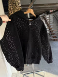 Rhimestone Black Zip-Up Hoodie