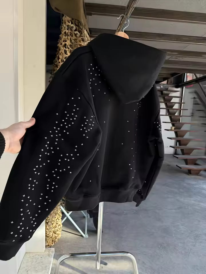 Rhimestone Black Zip-Up Hoodie