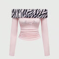 Womens Y2K Leopard Print Glitter Crop Top