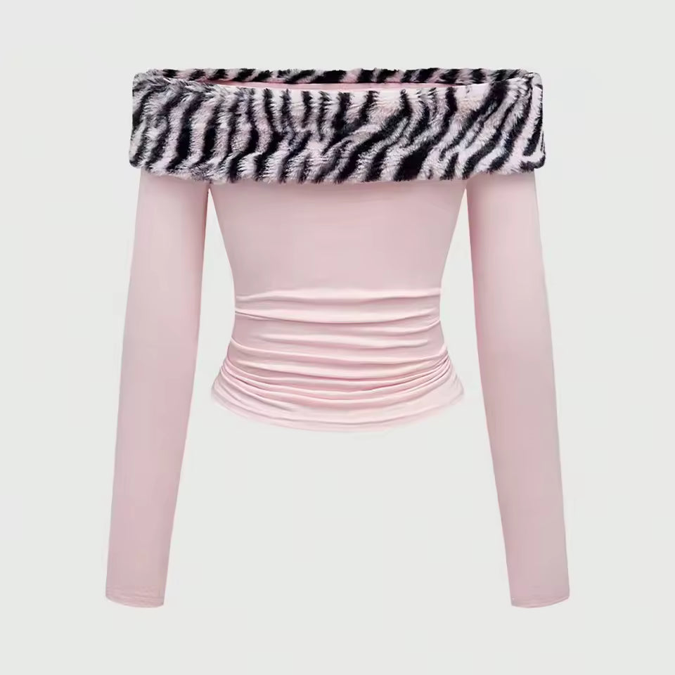 Womens Y2K Leopard Print Glitter Crop Top