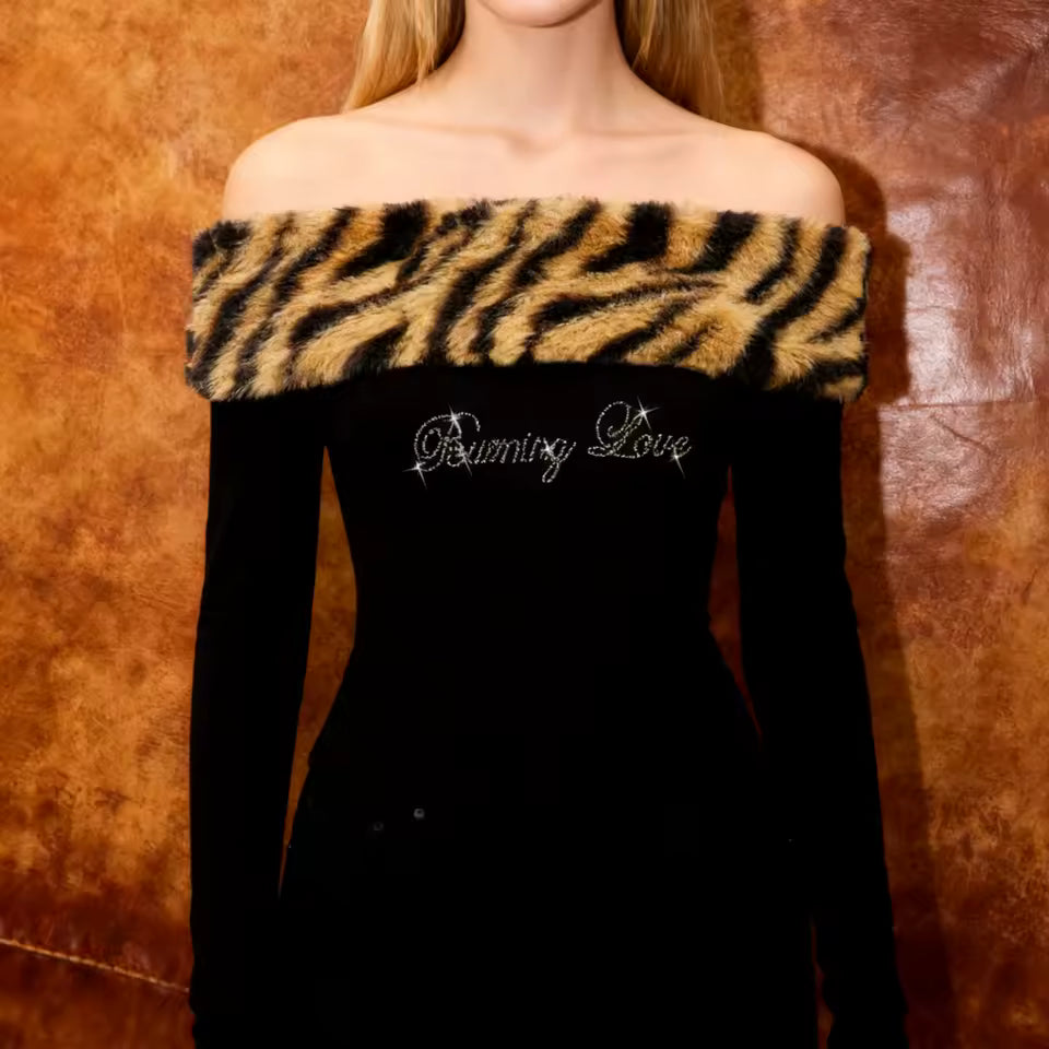Womens Y2K Leopard Print Glitter Crop Top
