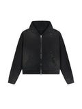 Sun Fade Frayed Raw Edge Fleece Zip Hoodie